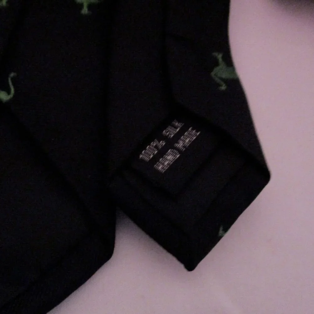 Ostrich Bird Allover - The Chive KCCO Necktie Mens Silk Black and Green